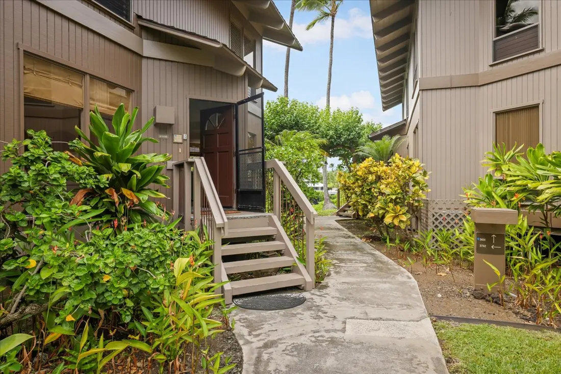 Private walkway leading to the condo entrance