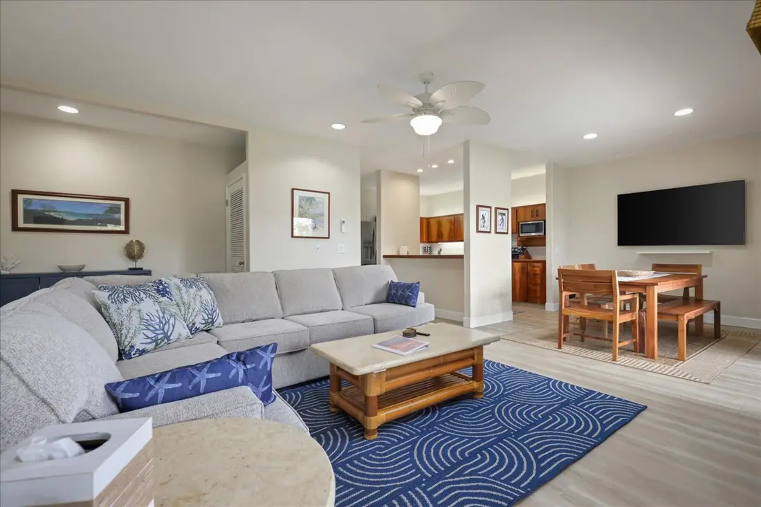 Open living room looking toward dining area