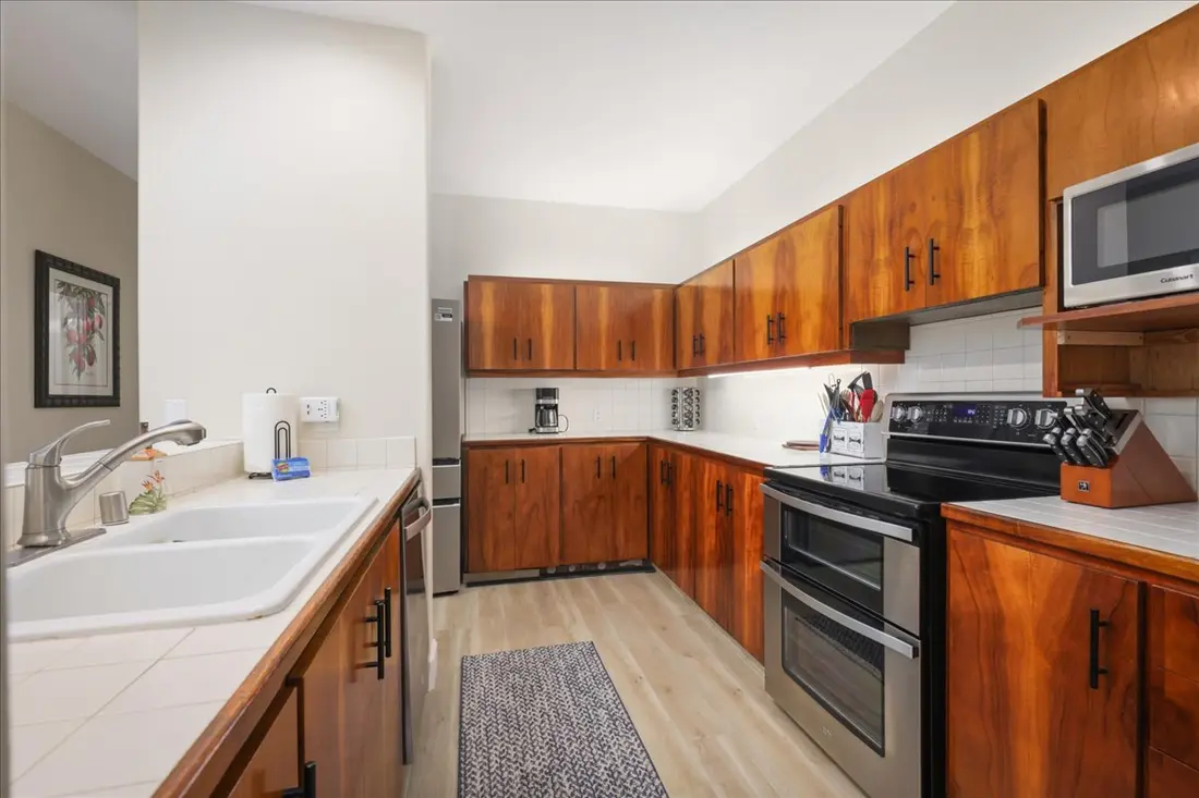 Open kitchen and dining area